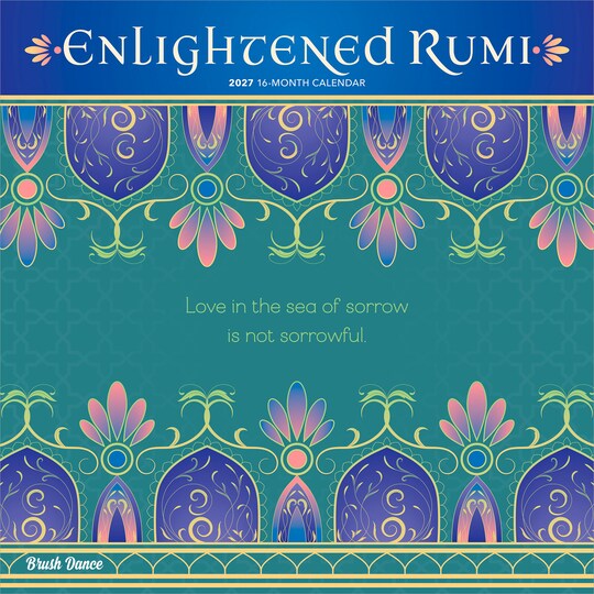 Brush Dance; Enlightened Rumi | 2027 12 x 24 Inch (Hanging) Monthly Square Wall Calendar | Plastic-Free; Category:Wall Calendars; Image:1